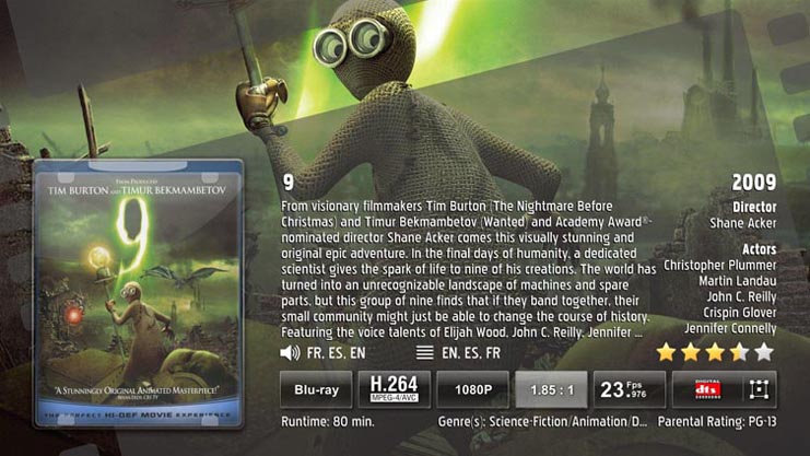 Movie details page. Media information is read from almost all media types