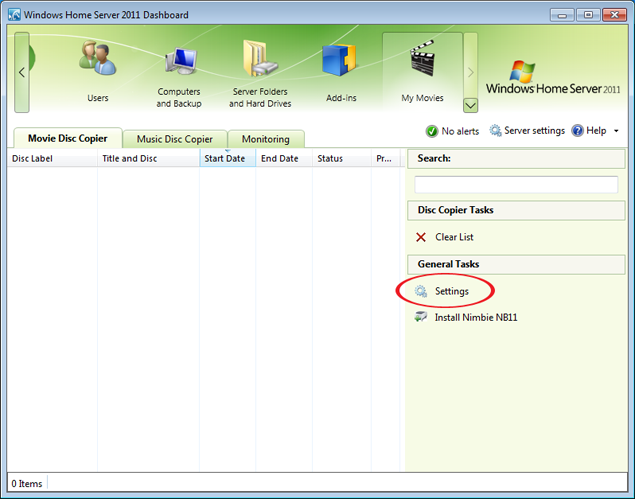 On the dashboard, click the 'My Movies' tab and click on 'Settings'.